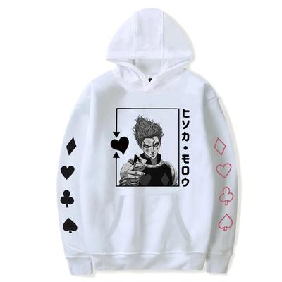 Hisoka Hunter X Hunter Anime Bluza z kapturem Harajuku Manga Zabawne Wzory Czarno-Białe Neutralna Odzież Uliczna Oversize Top Sportowy