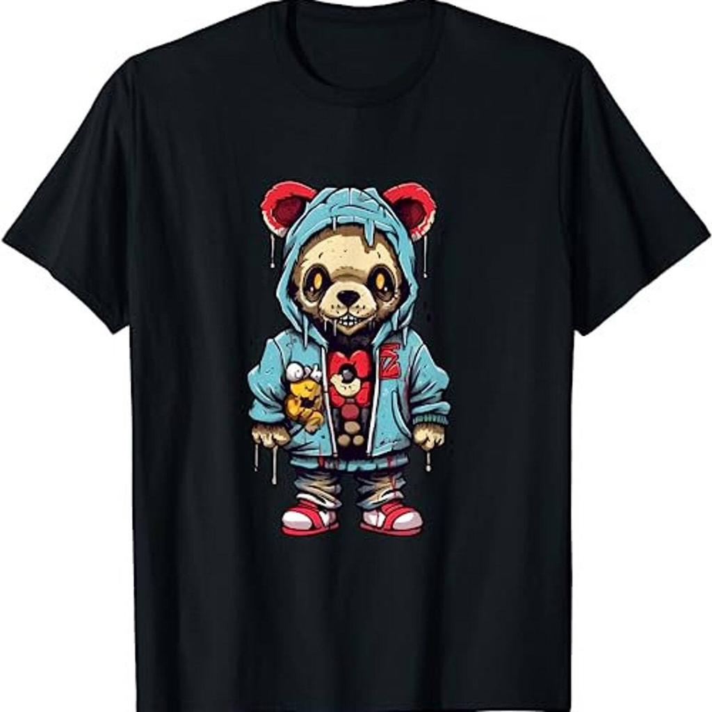 Hip Hop Teddy Bear Zombie Teddy Bear Streetwear Horror Drip T-Shirt, Sweatshirt