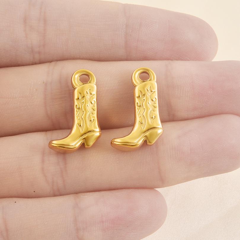 4pcs Mix Boots Pendants For Jewelry Making Supplies Clothing Accessories Stainless Steel Charm Bulk DIY Keychain Necklace Charms