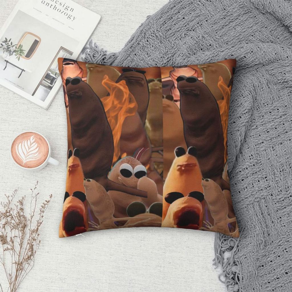 Marcus The Worm Meme Square Pillowcases Bed Car Robert Help Cushion Case Creative Home Decoration Throw Pillow Case 45*45