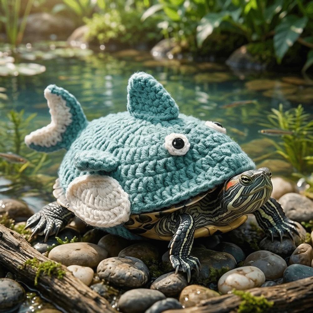 Comfortable Fit Shark Shaped Turtle Knitted Jacket Adjustable Tortoise Cosplay Clothes Pet Costume