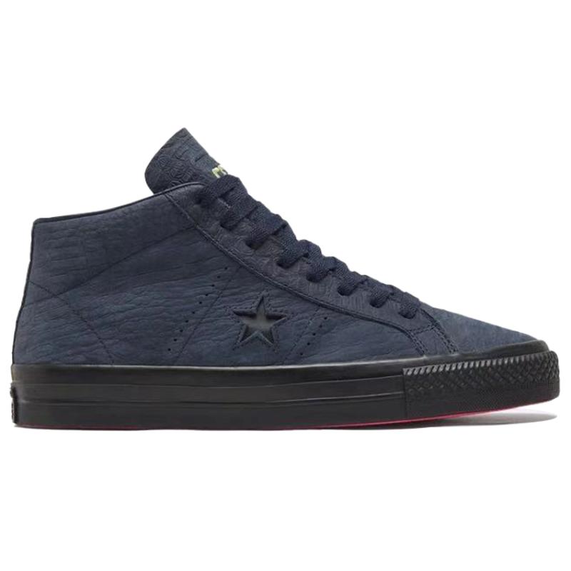 Converse One Star Pro Wrapping Non-slip and Wear-resistant Mid-top Board Shoes for Men and Women In Navy.