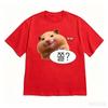 Unisex Korean Streetwear Tshirt Cute Fluffy Hamster Meme Hangul Text Graphic Vintage Tops Y2k Casual Short Sleeve Daily Wear