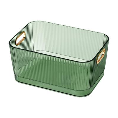Desktop Storage Basket Transparent Green Acrylic Storage Bin for Skincare Products Cosmetics L