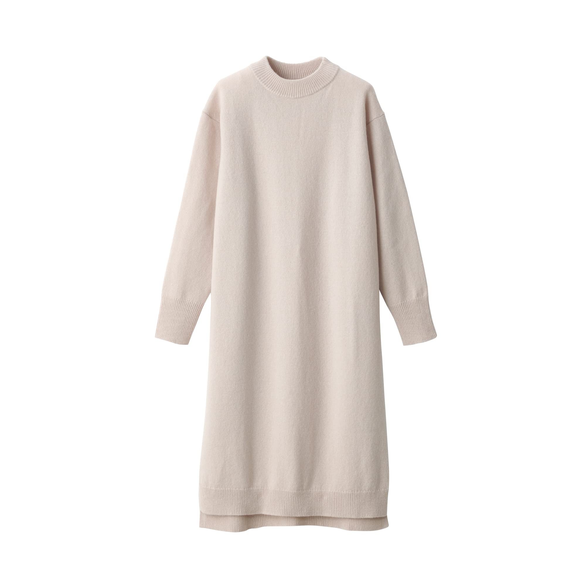 

MUJI Women s Mid-Gauge Wool Mock Neck Dress, Sand Beige, Size M (BAJ11A2A)