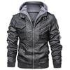 Men's Leather Jacket Men's Pu Leather Hooded Leather Jacket