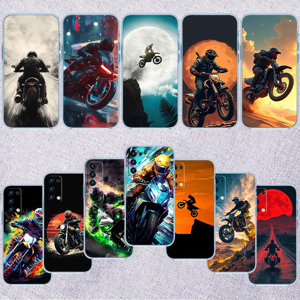 RA18 Motorcycle Racing Transparent Phone Case for Motorola Moto Edge 20 30 40 50 S30 Fusion Ultra Pro Neo Lite + G200 G23
