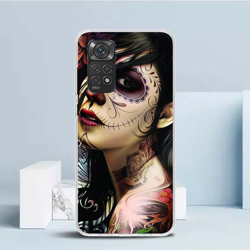 Catrina Beautiful Rose Girl Skull Soft Cover for Xiaomi Redmi Note 15 14 13 12 Pro Plus Phone Case 14S 11S 11T 11E 10S 10 4G Pat