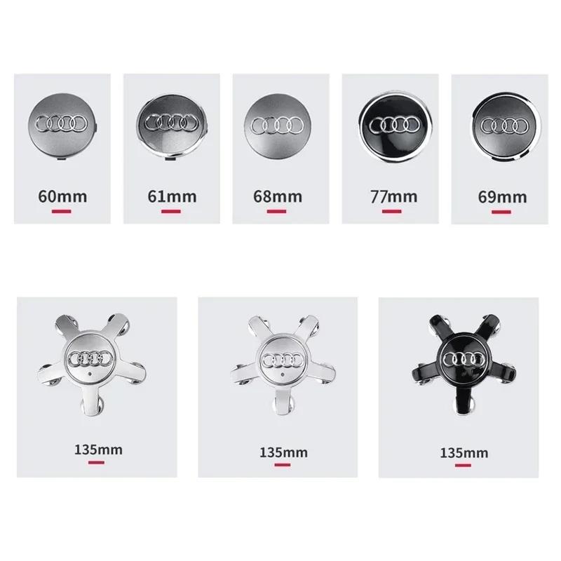 For Audi  A5 4Pcs 60/61/68/69/77/135mm Car Wheel Hub Caps Center Rim Cover Badge Decoration Accessories For Audi A4 A5 A6 A7 A8 Q5 Q7 Hubcap