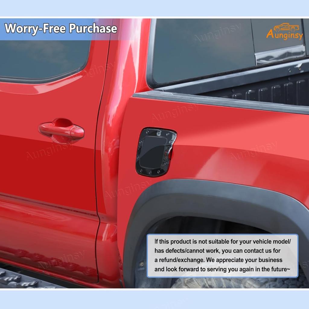 Aunginsy Car Fuel Tank Cap Trim Cover Compatible with Toyota Tacoma 2016-2023 Pickup Fuel Filler Oil Gas Cap Door Scratches Protection Lid Cover
