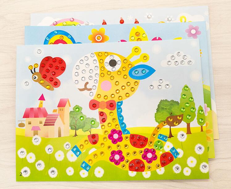 3-20Pcs/Lot Diy Diamond Stickers Handmade Crystal Paste Painting Mosaic Puzzle Toys Random Color Kids Stickers Gift For Children