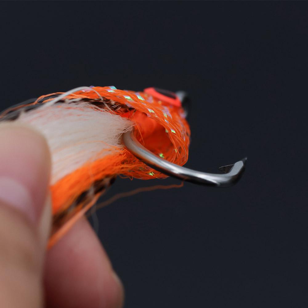 Braided Tube Fish Head Lure – Feather&Flash Fiber Tail, Fast Sinking Reaction Bait for Bass, Trout, Redfish Predators