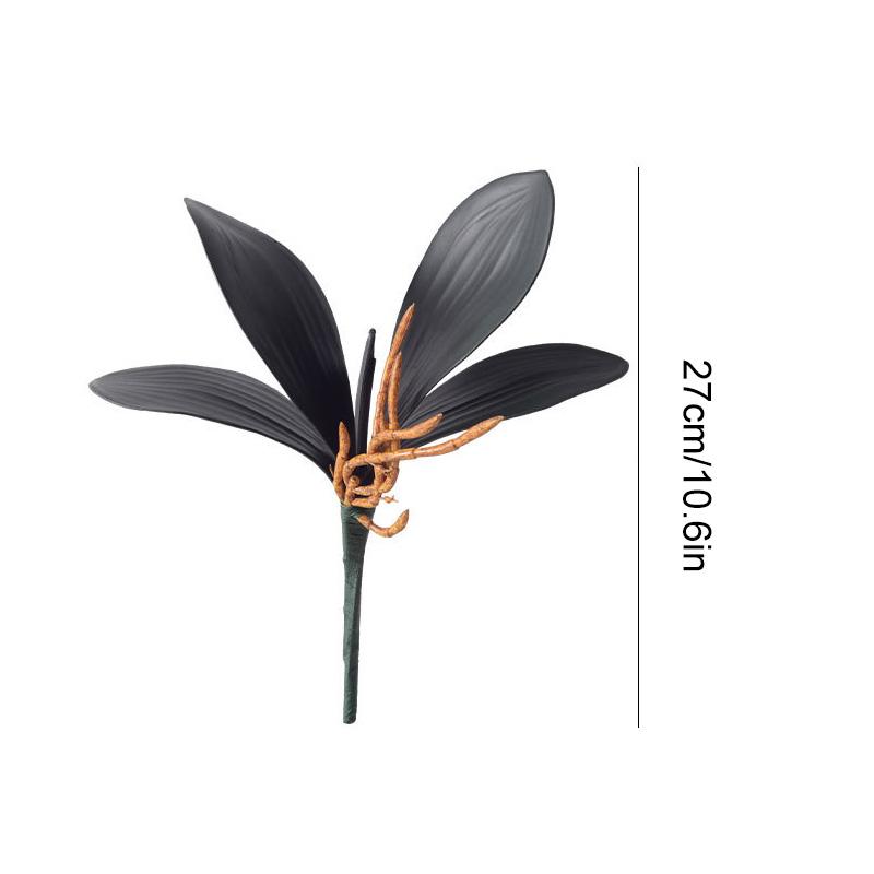 1 Stück Real Touch DIY Künstliche Pflanzen Blumen Orchideenblätter Schwarz Blumendekoration PU Phalaenopsis Blatt