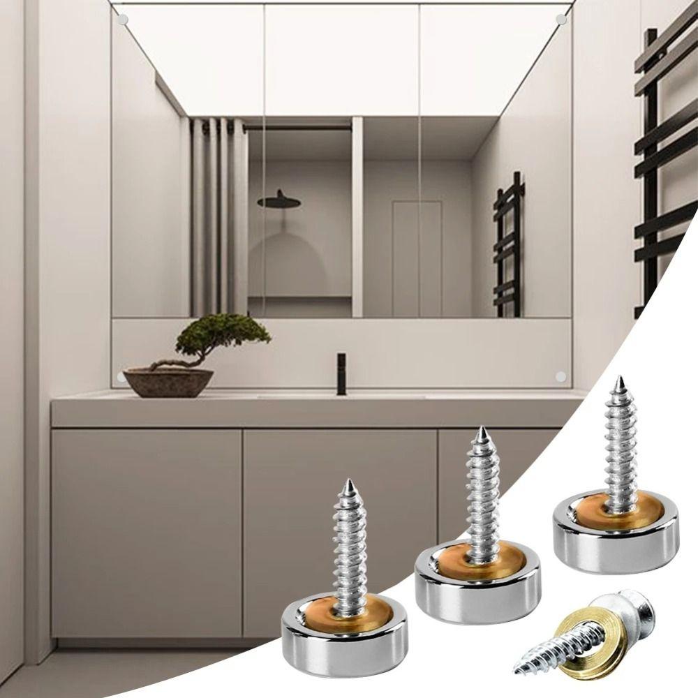 Stainless Steel Mirror Nails Screw Cap Silver 16/22/25mm Screws Decorative Cap Mirror Screws Fasteners Tea Tables
