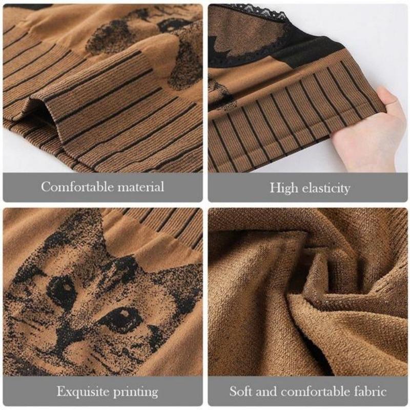 1PC Moda Gatto Stampa Vita Alta Mutandine Contenitive della Pancia Donna Dimagrante Body Shaper Biancheria Intima Slip Senza Soluzione di Continuità Donna Femminile Hip Lifting Mutande