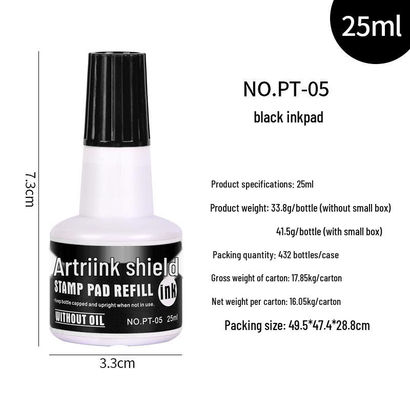 Shield Quick-Drying Red Ink Pad Refill, 25ml - Oil-Based for Financial Office Use