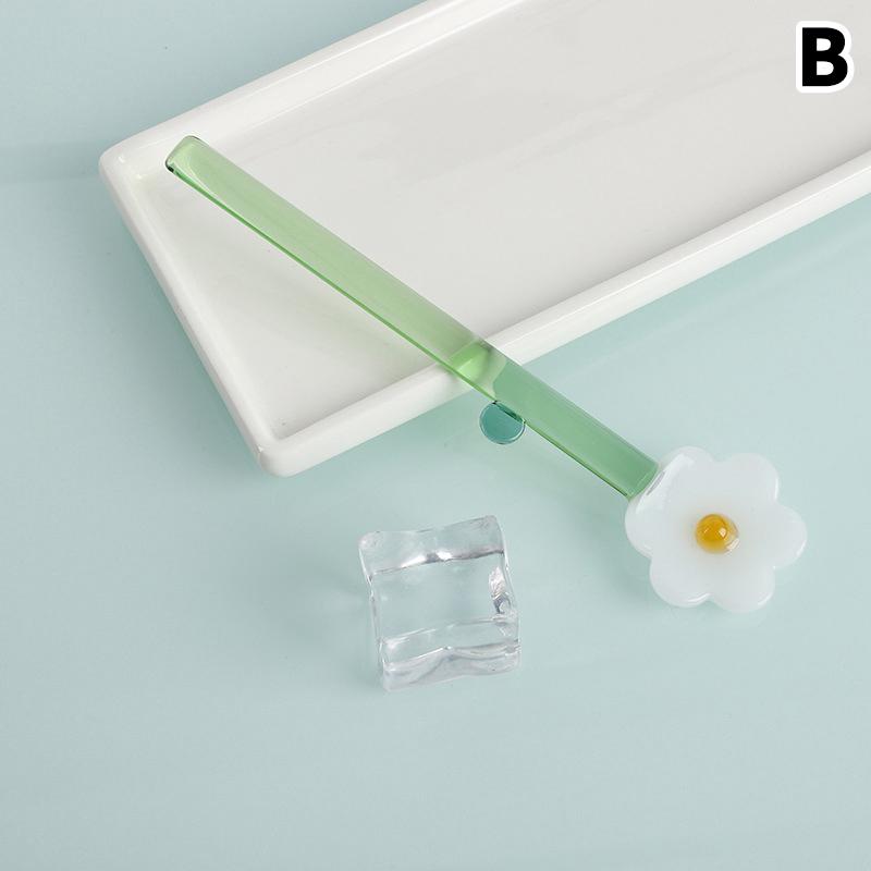 

Стеклянная ложка с длинной ручкой, креативная прозрачная стеклянная десертная ложка в форме цветка, цветная ложка-палочка для перемешивания кофе, бар