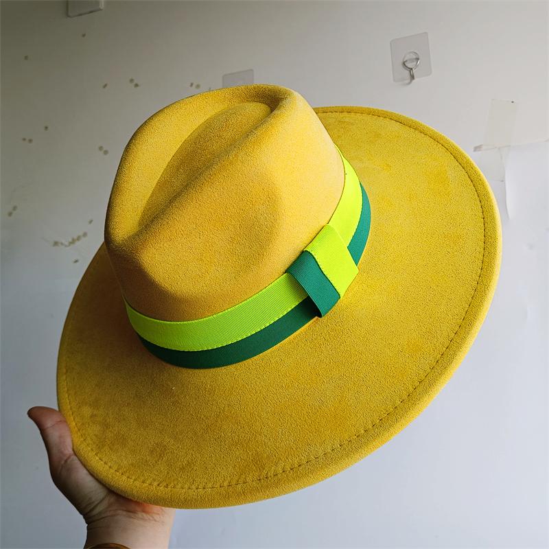 Elastisches Band Buntes Wildlederhut Herbst und Winter Damenfilzhut Breitkrempiger Hut Britischer Stil Retro Herrenhut Gorras Hombre