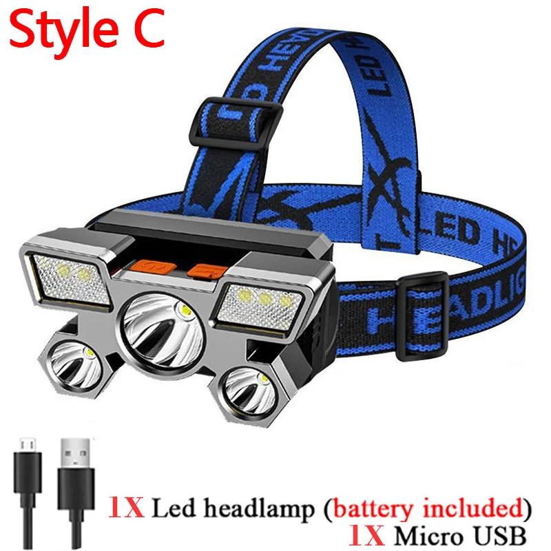 Rechargeable Headlamp 2000mah Super Bright Torch Light T51 Induction LED Headlight Waterproof Camping Mobile Power Bank Flashing
