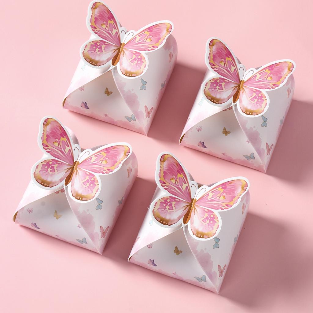 Pink Butterfly Candy Gifts Box Happy Birthday Party Decor Kids Girl Butterfly Wedding Birthday Party Supplies Baby Shower Decor