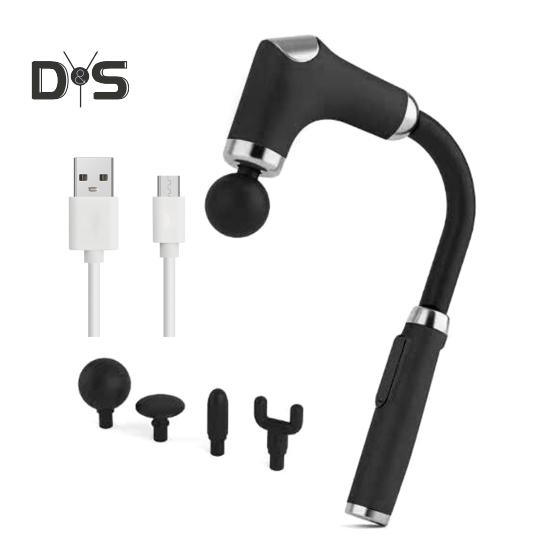 

Ручной массажер для глубоких тканей с ЖК-экраном, 6 режимами, регулируемый, малошумный, перезаряжаемый электрический массажер с 4 массажными головками чёрный