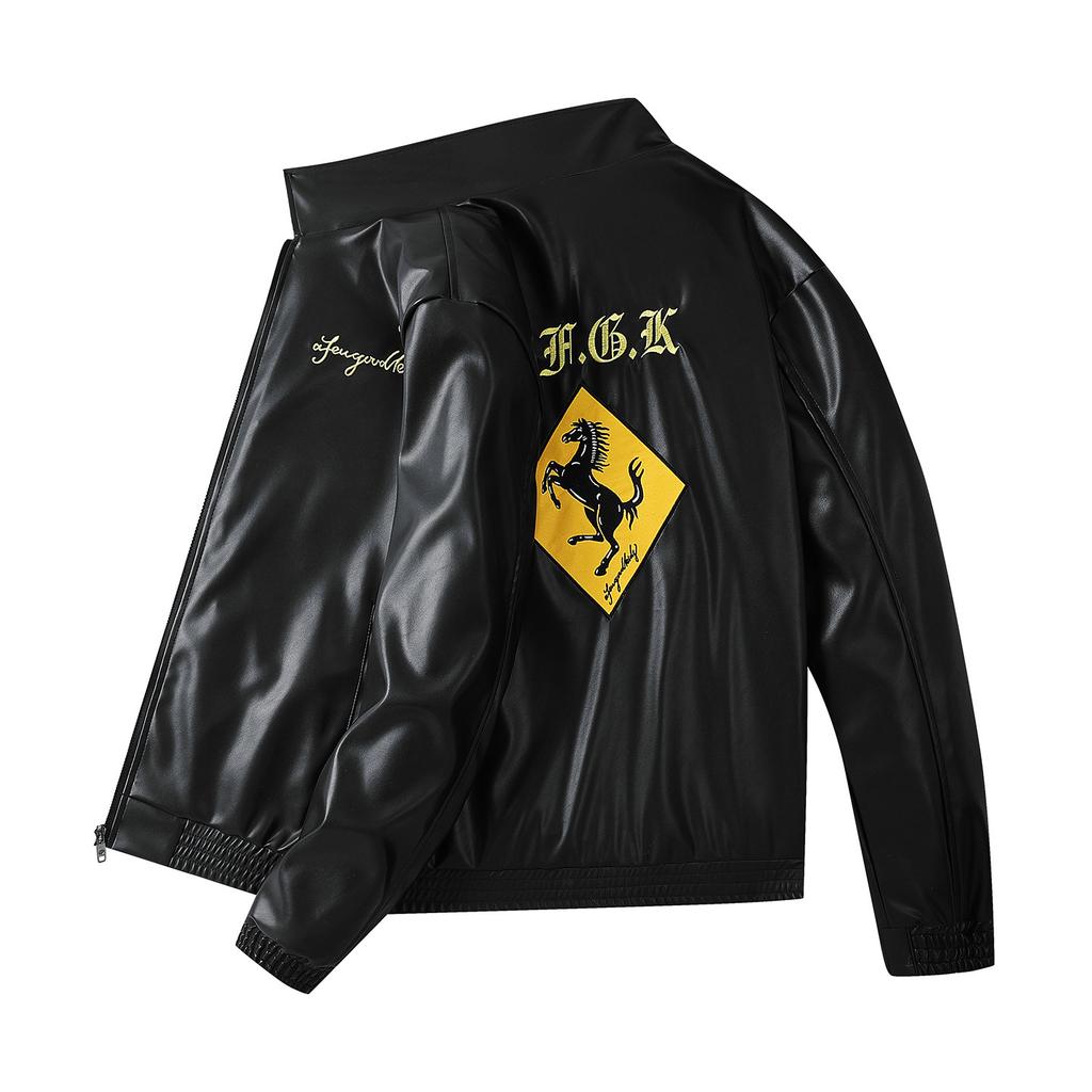 F Racing Suit New A Rafa Embroidery Premium PU Leather Jacket Locomotive Jacket Men's and Women's Autumn and Winter Embroidery American Tooling
