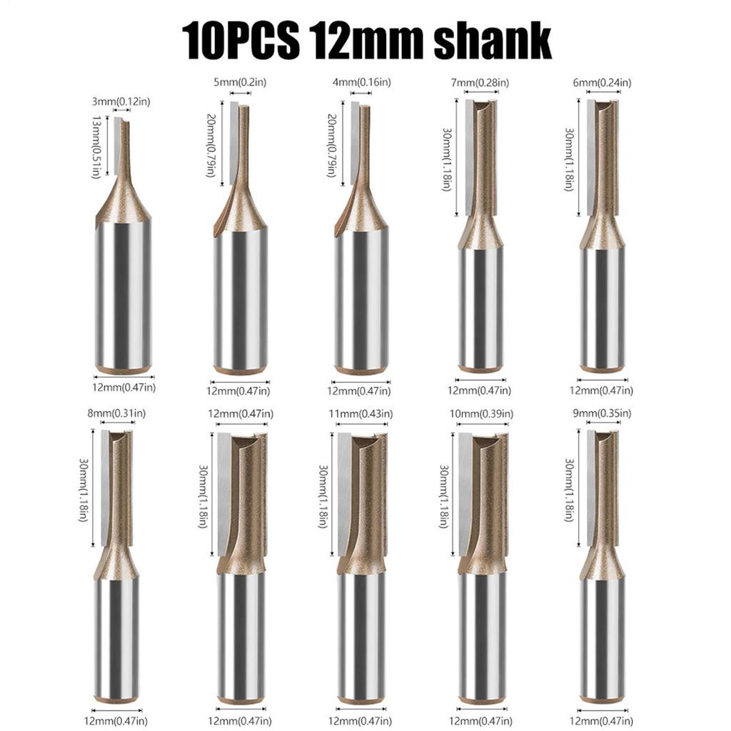 Craftsmen Router Bits 10-Piece Carpentry Gear Multifunctional Router Bits For Trimming Engraving Slotting Carpentry Woodworking