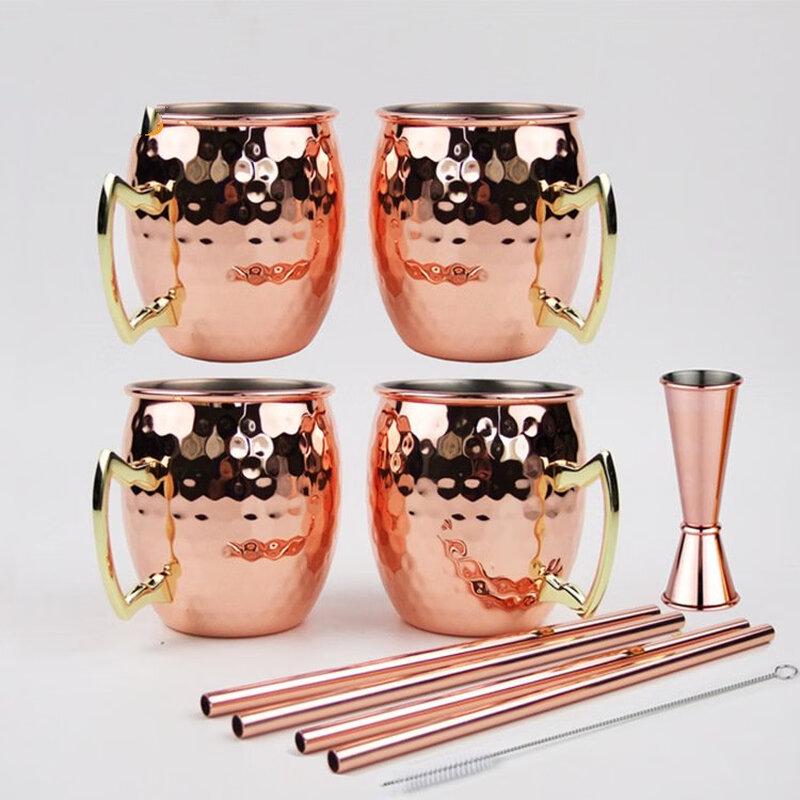 Stainless Steel Hammered Moscow Mule Mug Set