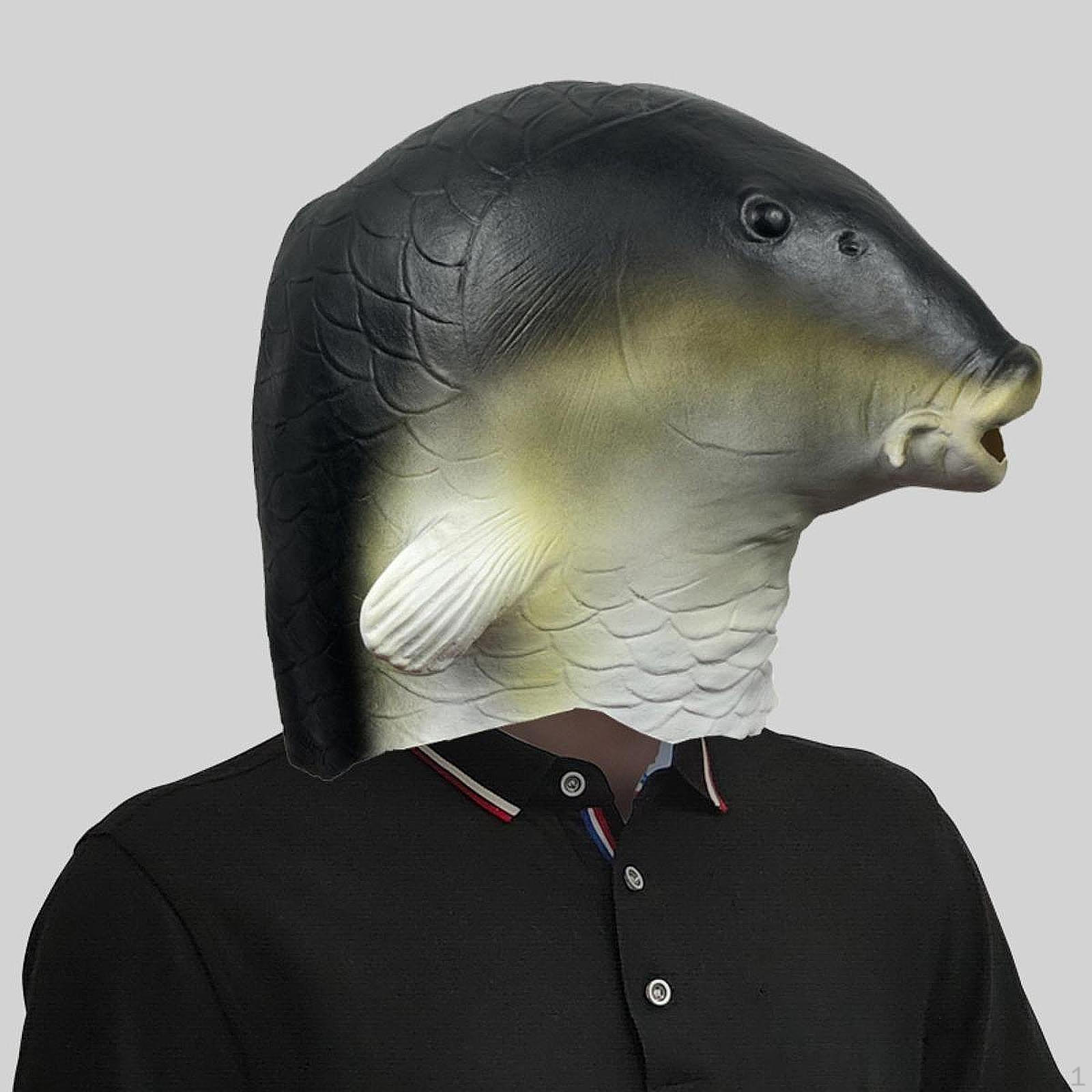 

Маска в виде головы рыбы для косплея, реквизит для вечеринок на Хэллоуин чёрный