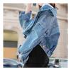 Navava Nc105 Retro Button Point Denim Crop Jacket