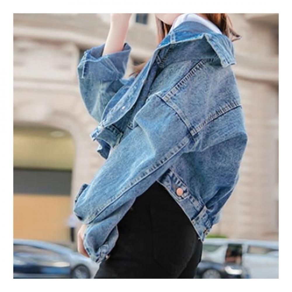 Navava Nc105 Retro Button Point Denim Crop Jacket