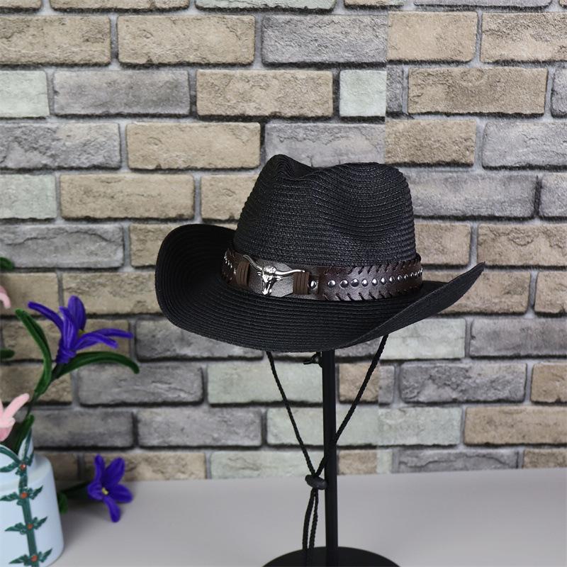 Tibetan hot-selling summer men's and women's versatile western denim straw hat sunshade sunscreen hat new big-brimmed top hat