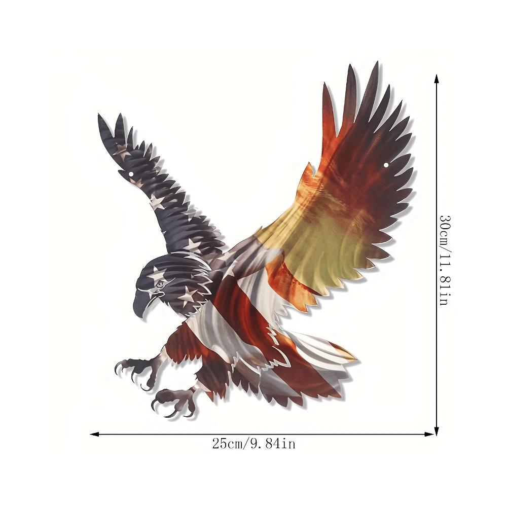 Wrought Iron Bald Eagle Wall Art, Colorful Rustic Metal Decor for Indoor Outdoor, Holiday Gift Halloween Christmas New Year