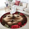 Rose and Hedgehog Pattern Round rug,Carpet Rug for Living Room Bedroom  Playroom ,Non-slip Floor Mat,Holiday Gifts and Birthday Gifts.