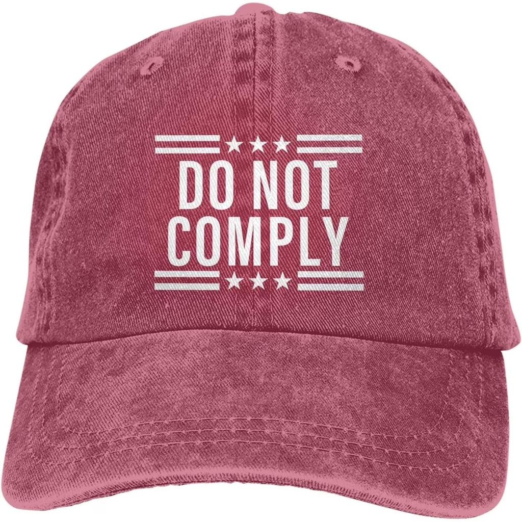 Do Not Comply Slogan Washed Denim Baseball Cap Adjustable Casual Outdoor Visor
