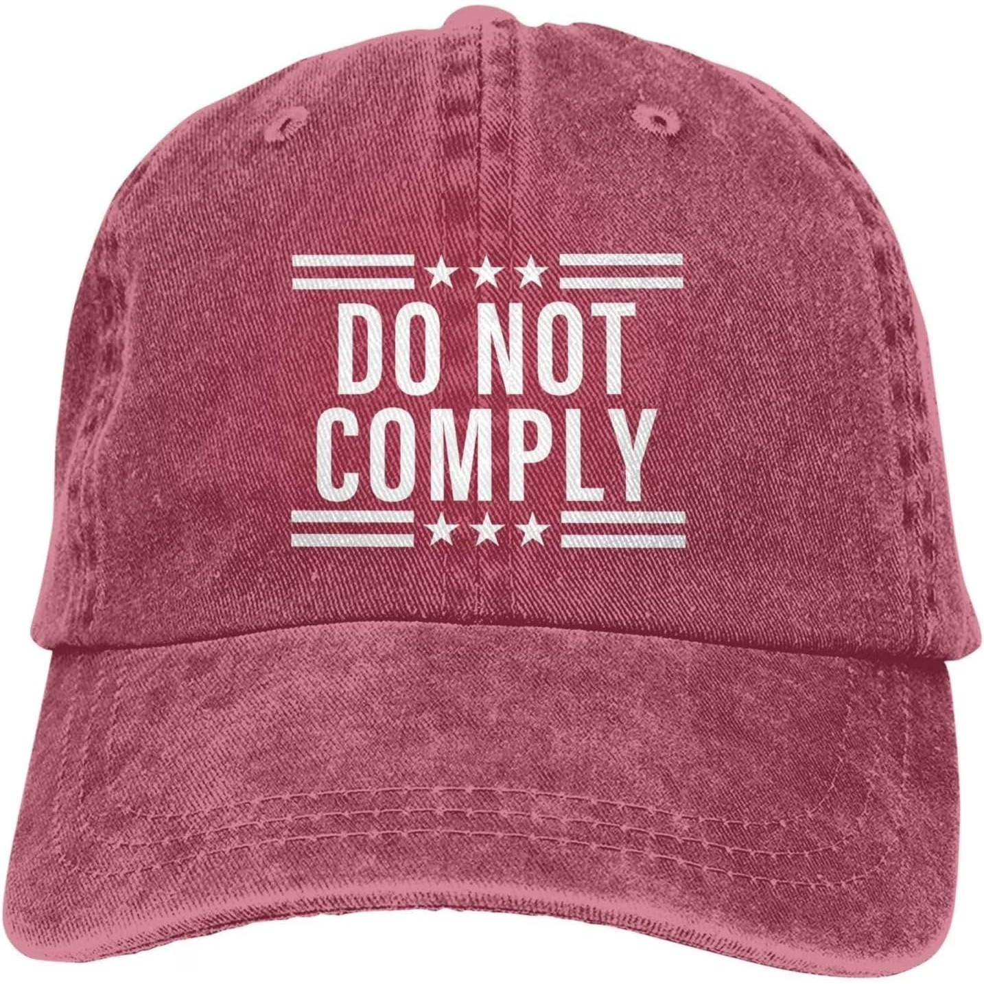 Do Not Comply Slogan Washed Denim Baseball Cap Adjustable Casual Outdoor Visor One Size