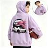 New Autumn Winter Kids Hooded Sweatshirt Japanese Style Sports Car Sakura Front Back Print Boys Girls Streetwear Hoodie