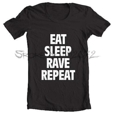 Brand Mens Tshirts Black EAT SLEEP RAVE REPEAT Slim Ministry Of Sound Design T Shirt Funny Gift Tops Present for Him