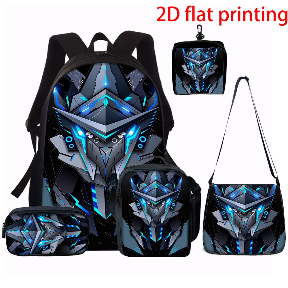 1/2/3/4/5 stuks Cyberpunk Stijl Robot Patroon Rugzak Set Lichtgewicht Grote Capaciteit Schooltas met Schoudertas Etui Cadeau