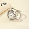 Elegant Scarf Accessory Retro Flower Ring Faux Pearl Rhinestone Clip Durable Clasp Decorative Silk Holder for Women Neckerchiefs Shawls Shirts