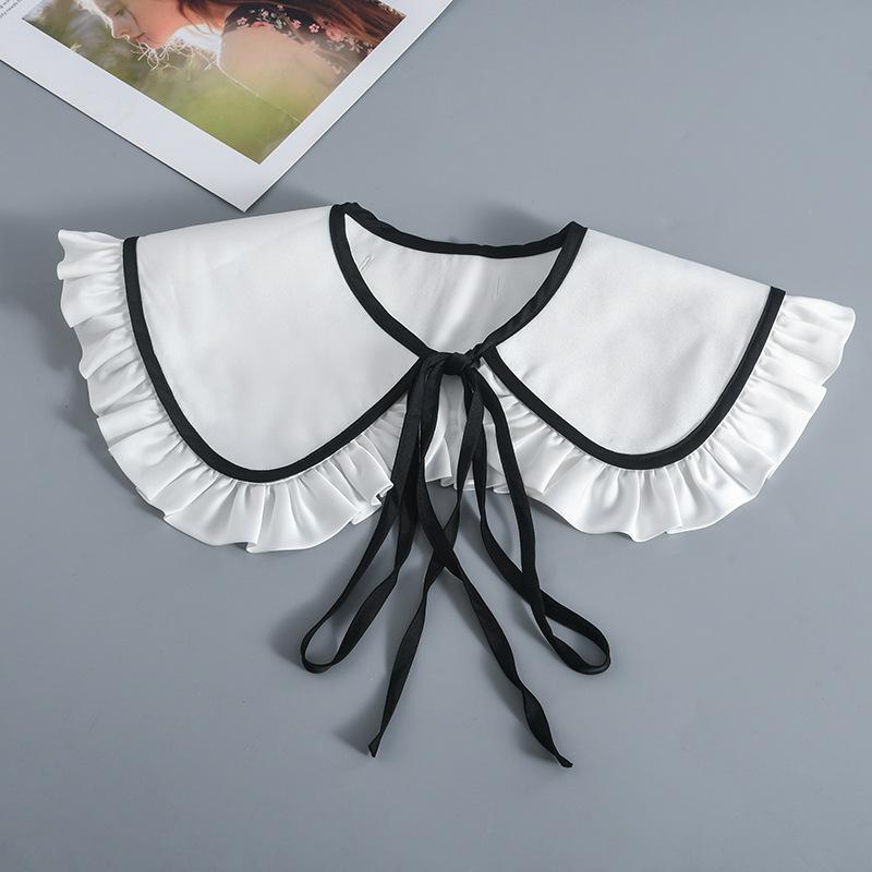 Fashion  Women Girls Lolita Doll Shawl Fake Collar Embroidery Necklace Lapel Blouse Shoulder Wrap Short Capelet False Collar