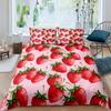 Sada povlaku na přikrývku Jahoda Dívka Velikost King Sada povlaku na přikrývku Červená Jahoda Ložní souprava Jídlo Ovoce Povlak na přikrývku pro děti Dárek