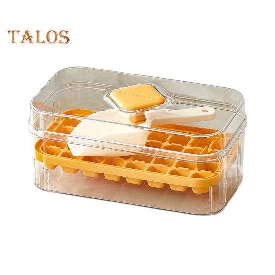 

Форма для льда с лопаткой и контейнером, штабелируемая форма для льда для морозильника, легкосъемное силиконовое дно, дизайн с нажатием в одно касание, льдогенератор для напитков, кофе, коктейлей Single Layer жёлтый