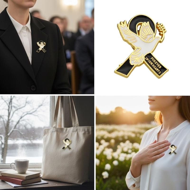 Peace Symbol Brooch Badge Pin With Ribbon Detail Shape Ideal For Weddings Business Meetings Everyday Wear