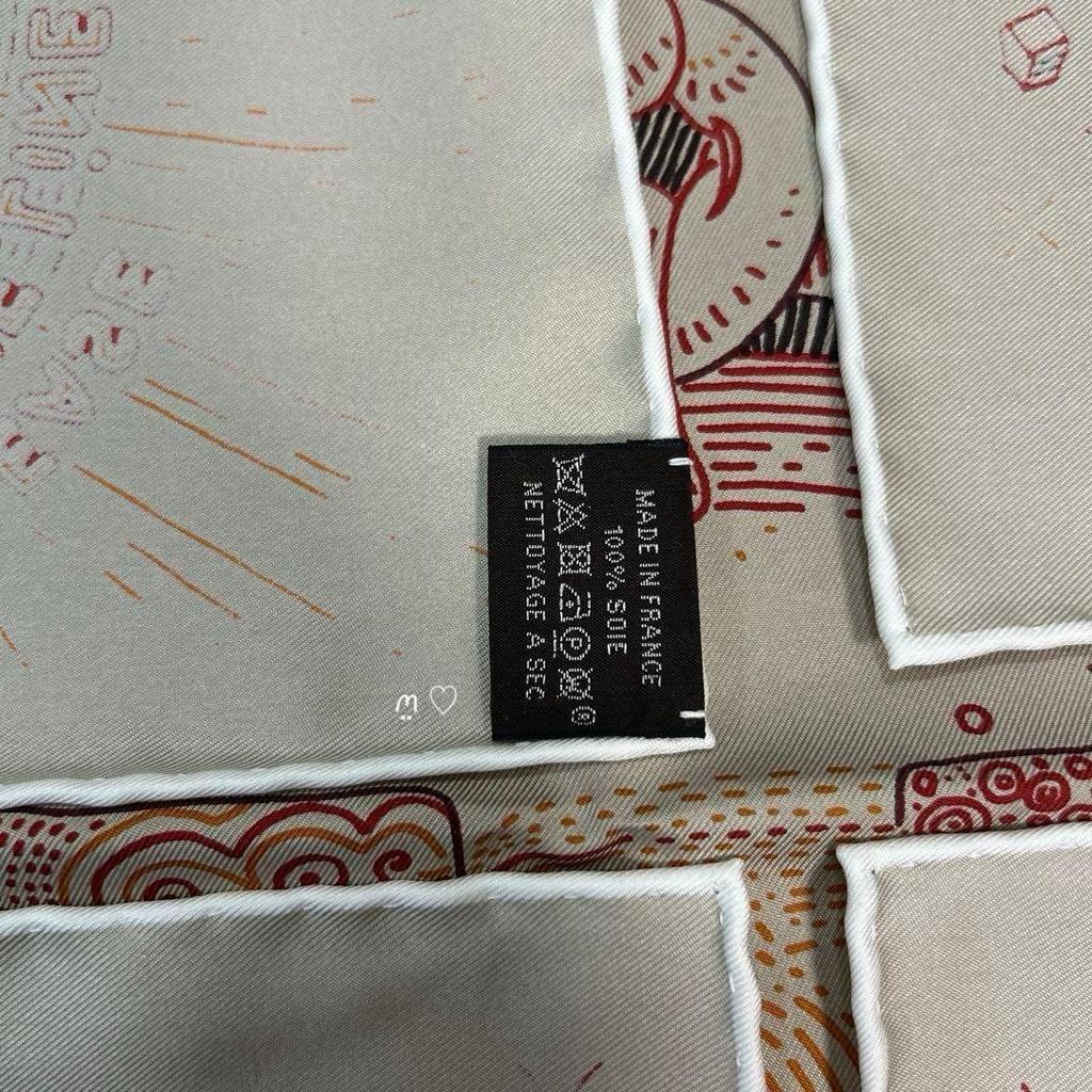 Used HERMES Carr 90 Please Hold The Line Silk Scarf 25SS