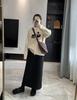 Spring Arrives Early: 2024 A/W Korean High Waist Wool-Blend Slit Midi Skirt