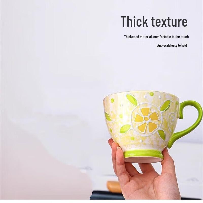 XIDERUN Cute Large Capacity Ceramic Mugs with Spoons (2-Pack)