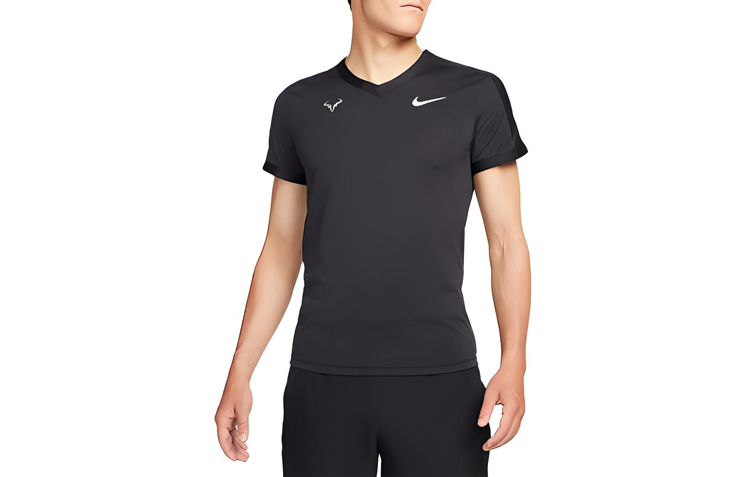 Nike T Shirts Men s Black V Neck Moderate Straight Fit DM4268-010 S