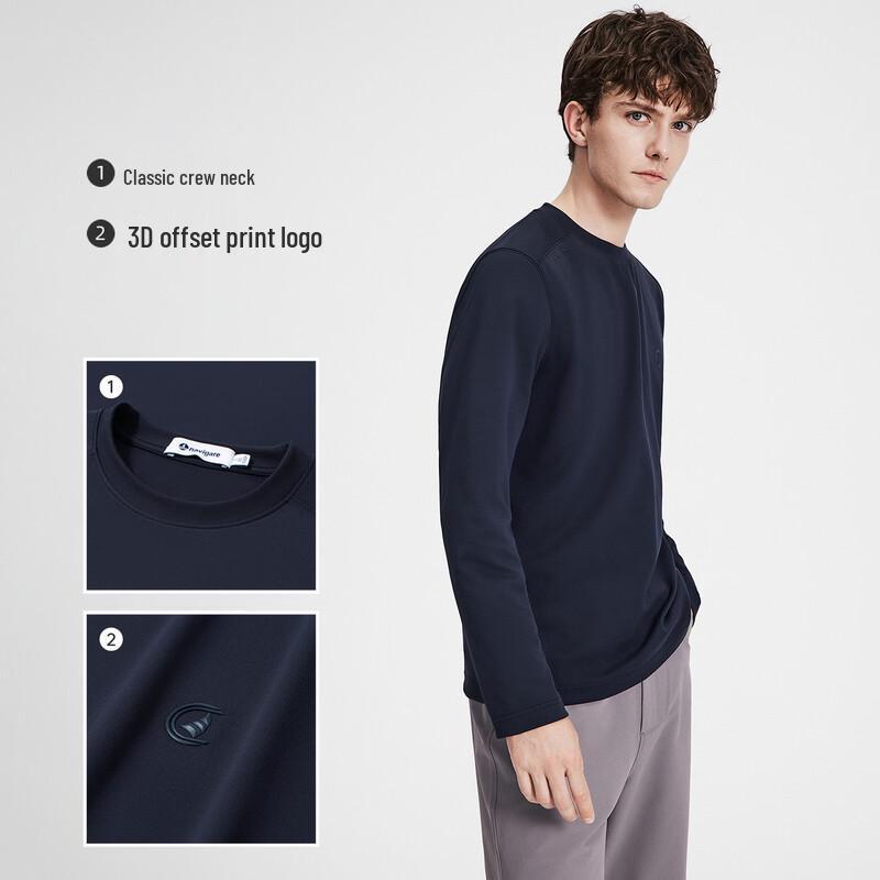 Navigare Men's Long-Sleeve Crew Neck Casual Sport T-Shirt