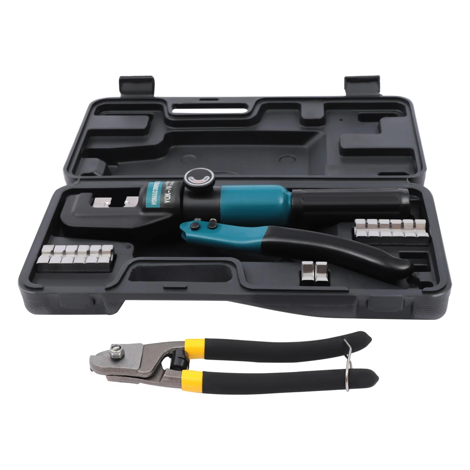 

Гидравлический обжимной инструмент 6T, комплект для обжима кабеля, набор для обжима троса с футляром зелёный